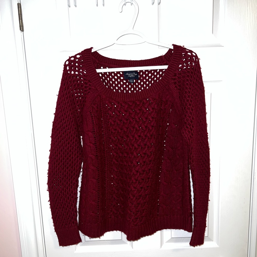 American Eagle Burgundy Knit Sweater - XL